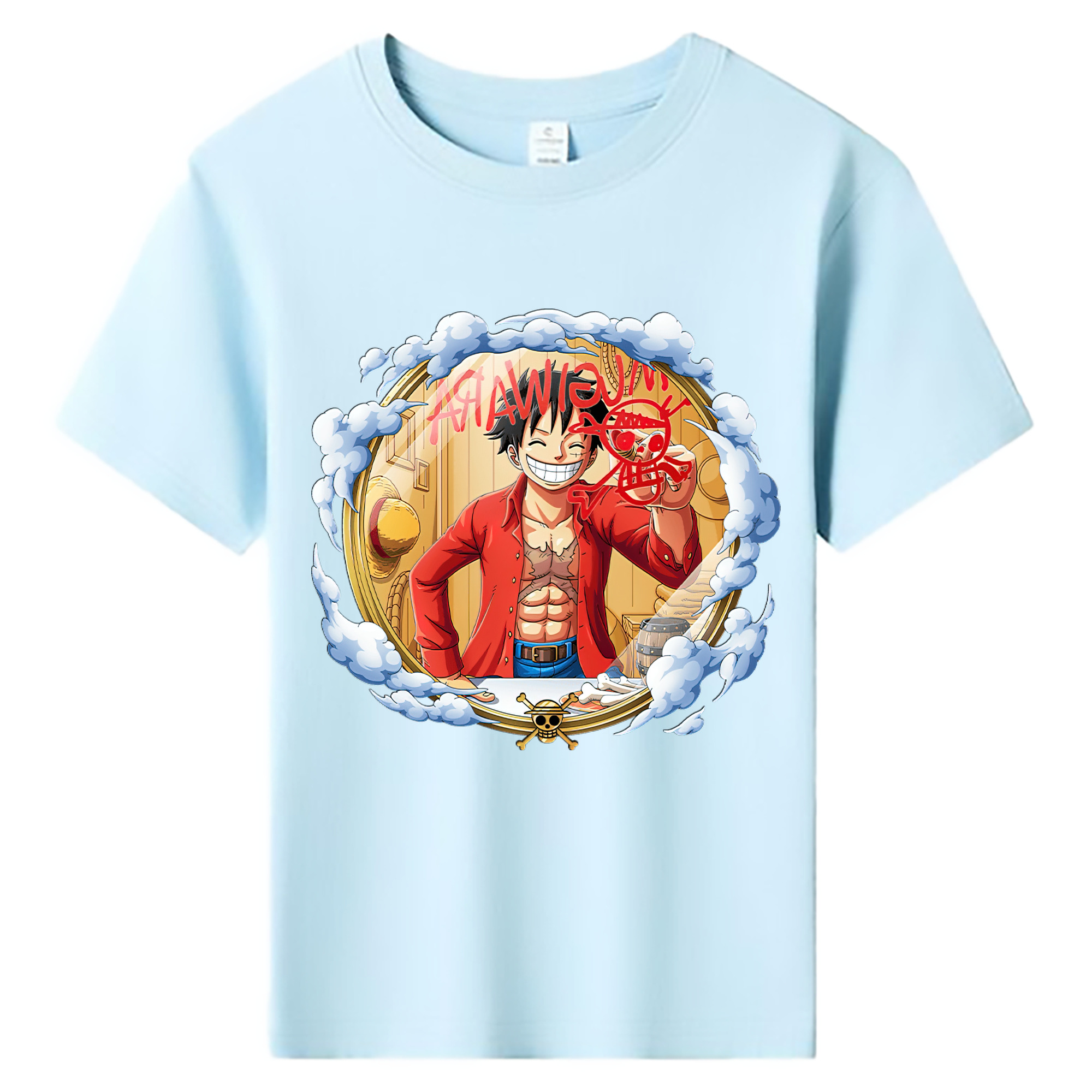 ワンピース モンキー・D・ルフィ ONE PIECE Monkey D. Luffy 綿100％キッズTシャツ（フロントプリント）